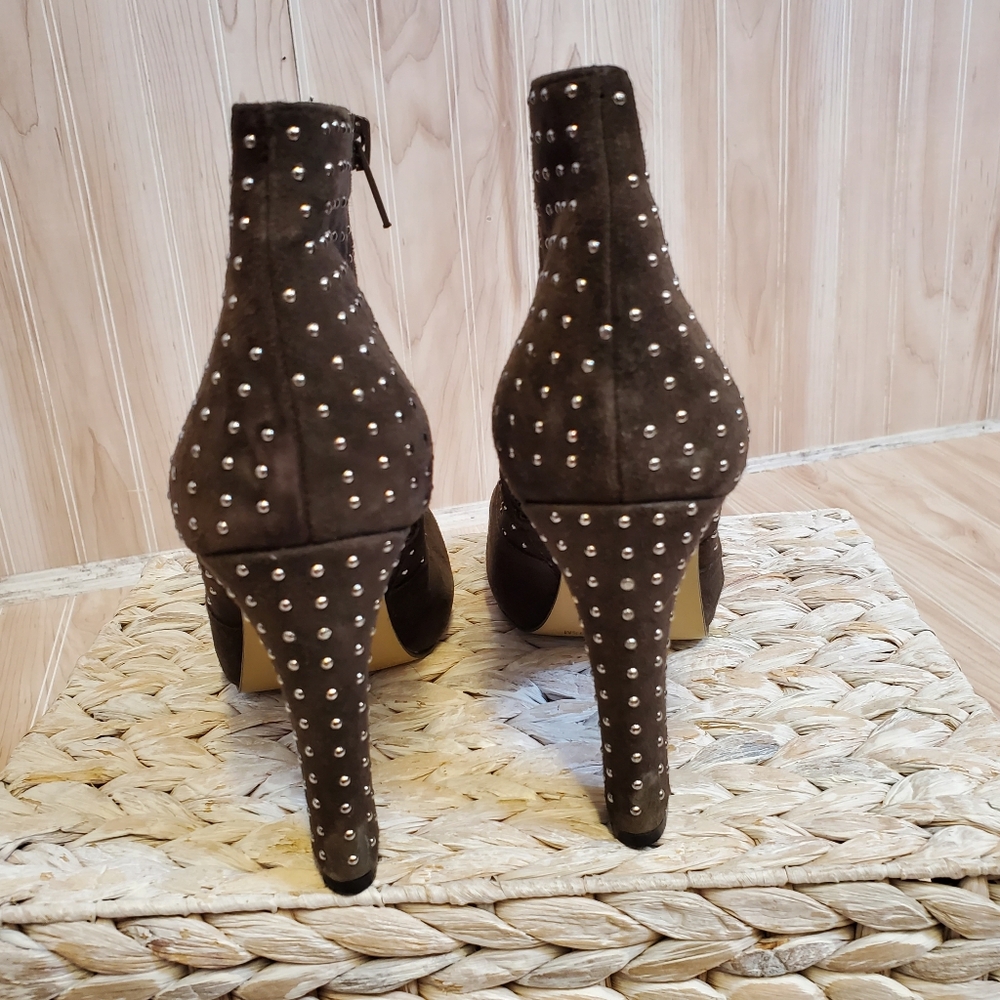 INC Grey ANKLE BOOTS Embellished Studded High Heel 6.5 Party Whimsigoth Clubwear - Picture 4 of 9